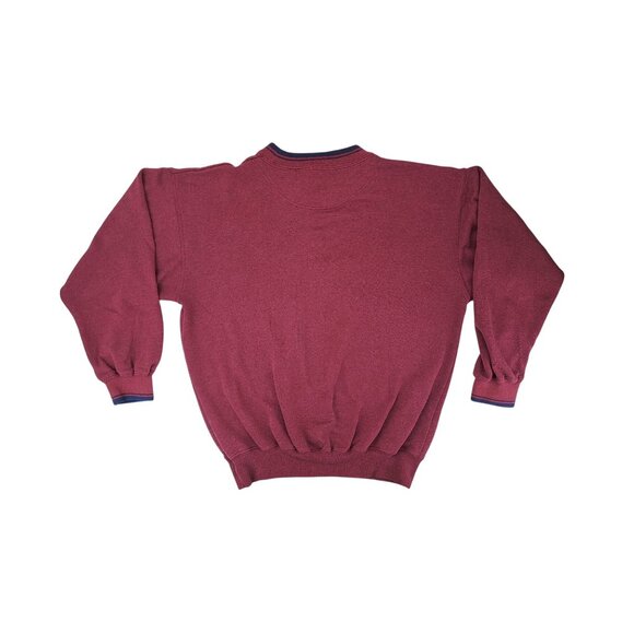 Vintage Bugle Boy Sweatshirt Embroidered Blue Logo Burgundy Oversized Medium - Picture 2 of 6